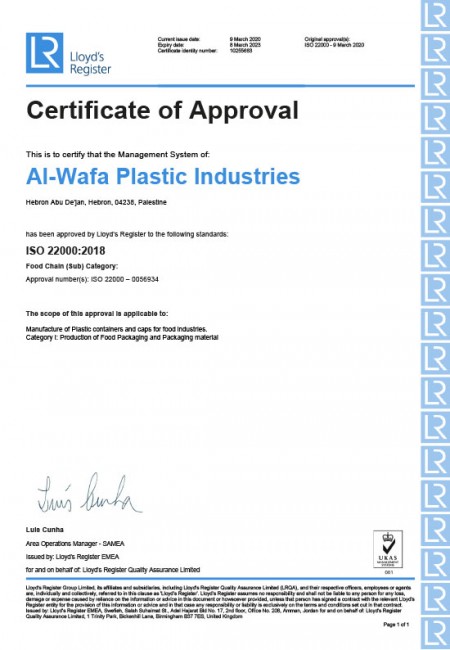 Certificate - ISO 22000